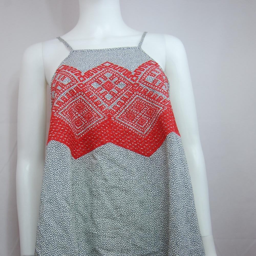 THML Red Spaghetti Strap Embroidered Top
